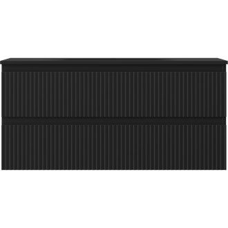 Mexen Rivel szafka łazienkowa 100 cm z umywalką Vela, 2 szuflady, ryflowana , czarna mat - 91A20-10047-2-BFF71-W23M71