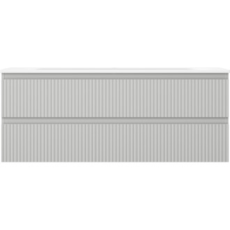 Koupelnová skříňka Mexen Rivel 120 cm s umyvadlem Vela, 2 zásuvky, drážkovaná, matně šedá/matně bílá - 91A20-12047-2-BFF62-W23M0