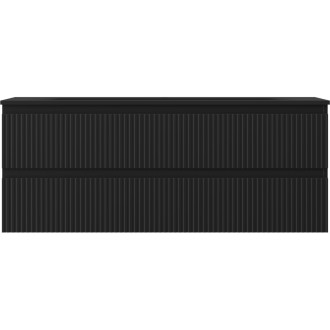 Koupelnová skříňka Mexen Rivel 120 cm s umyvadlem Vela, 2 zásuvky, drážkovaná, matná černá - 91A20-12047-2-BFF71-W23M71