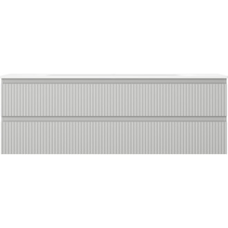 Koupelnová skříňka Mexen Rivel 140 cm s umyvadlem Vela, 2 zásuvky, drážkovaná, matně šedá/matně bílá - 91A20-14047-2-BFF62-W23M0