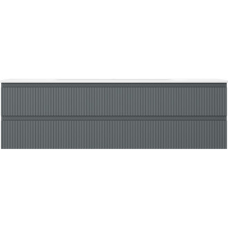 Koupelnová skříňka Mexen Rivel 160 cm s umyvadlem Vela, 2 zásuvky, drážkovaná, grafit matný/bílá matná - 91A20-16047-2-BFF66-W23M