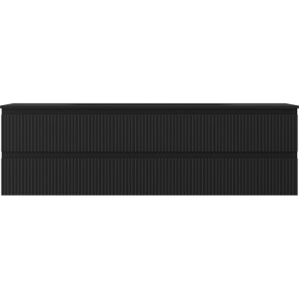 Koupelnová skříňka Mexen Rivel 160 cm s umyvadlem Vela, 2 zásuvky, drážkovaná, matná černá - 91A20-16047-2-BFF71-W23M71