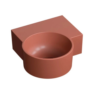 Omnires OVO M+ umyvadlo na desku/závěsné pravé, 33 x 34 cm, terracotta mat OVO335UWPTE
