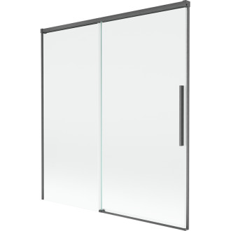 Mexen Rox 2dílná posuvná vanová zástěna 150 x 150 cm, průhledná, kartáčovaná pistolově šedá - 8C9-150-001-66-00