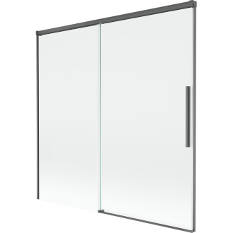 Mexen Rox 2dílná posuvná vanová zástěna 160 x 150 cm, průhledná, kartáčovaná pistolově šedá - 8C9-160-001-66-00