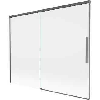 Mexen Rox 2dílná posuvná vanová zástěna 190 x 150 cm, průhledná, kartáčovaná pistolově šedá - 8C9-190-001-66-00