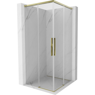 Mexen Rox Duo posuvný sprchový kout 90 x 90 cm, průhledný, zlatý - 8C2D-090-090-50-00