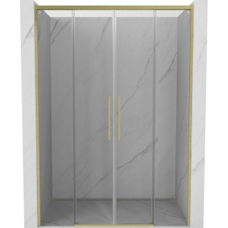 Posuvné sprchové dveře Mexen Rox 140 cm, průhledné, kartáčované zlato - 8C2-140-002-55-00