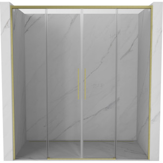 Posuvné sprchové dveře Mexen Rox 190 cm, průhledné, kartáčované zlato - 8C2-190-002-55-00