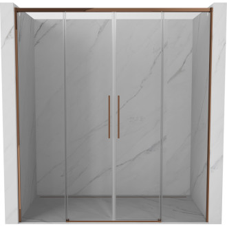 Posuvné sprchové dveře Mexen Rox 190 cm, průhledné, růžové zlato - 8C2-190-002-60-00