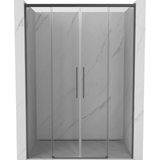 Posuvné sprchové dveře Mexen Rox 160 cm, průhledné, kartáčovaná pistolově šedá - 8C2-160-002-66-00