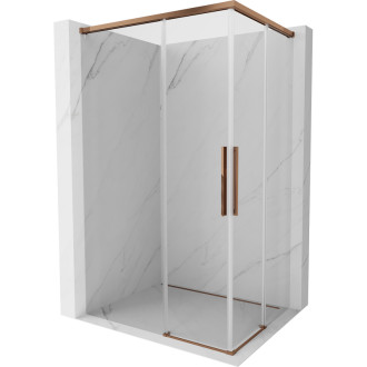 Mexen Rox Duo posuvný sprchový kout 100 x 80 cm, průhledný, růžové zlato - 8C2D-100-080-60-00