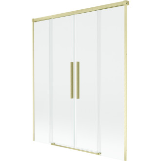Mexen Rox 2dílná posuvná vanová zástěna 160 x 150 cm, průhledná, kartáčované zlato - 8C9-160-002-55-00