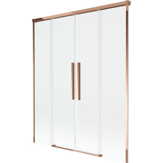 Mexen Rox 2dílná posuvná vanová zástěna 160 x 150 cm, průhledná, růžové zlato - 8C9-160-002-60-00
