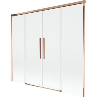 Mexen Rox 2dílná posuvná vanová zástěna 170 x 150 cm, průhledná, růžové zlato - 8C9-170-002-60-00