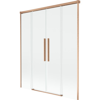 Mexen Rox 2-křídlá posuvná vanová zástěna 160 x 150 cm, průhledná, kartáčovaná měď - 8C9-160-002-65-00