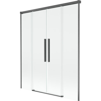 Mexen Rox 2dílná posuvná vanová zástěna 140 x 150 cm, průhledná, kartáčovaná pistolově šedá - 8C9-140-002-66-00