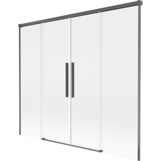 Mexen Rox 2dílná posuvná vanová zástěna 170 x 150 cm, průhledná, kartáčovaná pistolově šedá - 8C9-170-002-66-00