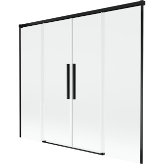 Mexen Rox 2dílná posuvná vanová zástěna 190 x 150 cm, průhledná, černá - 8C9-190-002-70-00