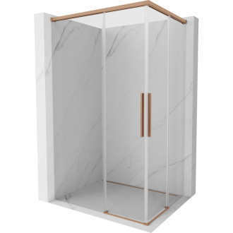 Mexen Rox Duo posuvný sprchový kout 100 x 85 cm, průhledný, kartáčovaná měď - 8C2D-100-085-65-00