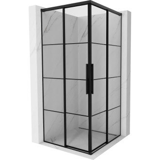 Mexen Rox Duo posuvný sprchový kout 100 x 100 cm, černý rošt, černá - 8C2D-100-100-70-77