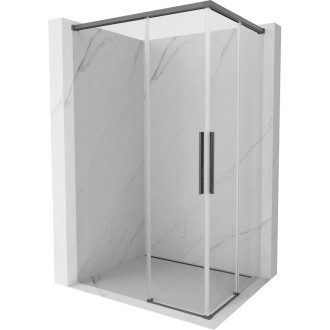 Mexen Rox Duo posuvný sprchový kout 100 x 80 cm, průhledný, kartáčovaná pistole gray - 8C2D-100-080-66-00