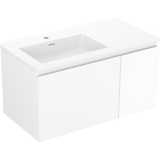 Koupelnová skříňka Mexen Orio 90 cm s umyvadlem Otis vlevo, 1S, 1D, matná bílá - 91A13-09047-3-BBFF01-W18L01