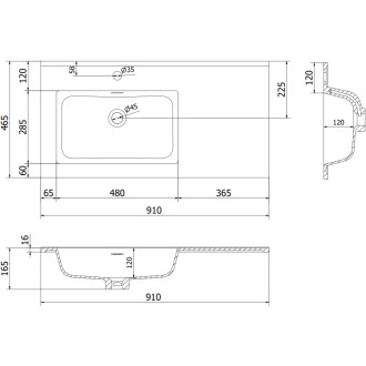 Koupelnová skříňka Mexen Orio 90 cm s umyvadlem Otis vlevo, 1S, 1D, matná bílá - 91A13-09047-3-BBFF01-W18L01