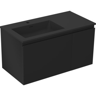 Koupelnová skříňka Mexen Orio 90 cm s umyvadlem Otis vlevo, 1S, 1D, matná černá - 91A13-09047-3-BBFF71-W18L71