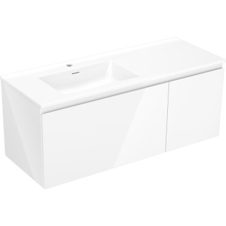 Mexen Orio szafka łazienkowa 120 cm z umywalką Otis lewą, 1S, 1D, biała połysk - 91A13-12047-3-BBFF00-W18L00