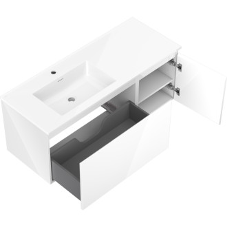Mexen Orio szafka łazienkowa 120 cm z umywalką Otis lewą, 1S, 1D, biała połysk - 91A13-12047-3-BBFF00-W18L00