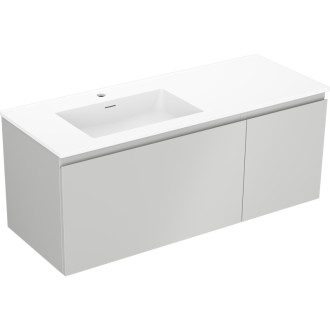 Koupelnová skříňka Mexen Orio 120 cm s umyvadlem Otis vlevo, 1S, 1D, matná šedá/matná bílá - 91A13-12047-3-BBFF62-W18L01