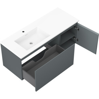 Koupelnová skříňka Mexen Orio 120 cm s umyvadlem Otis vlevo, 1S, 1D, matný grafit/matná bílá - 91A13-12047-3-BBFF66-W18L01