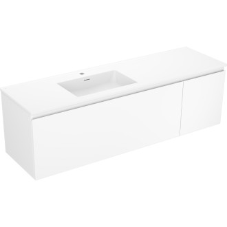 Koupelnová skříňka Mexen Orio 160 cm s umyvadlem Otis vlevo, 1S, 1D, matná bílá - 91A13-16047-3-BBFF01-W18L01