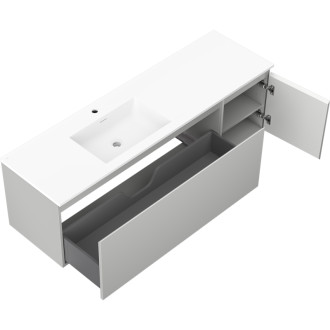 Koupelnová skříňka Mexen Orio 160 cm s umyvadlem Otis vlevo, 1S, 1D, matná šedá/matná bílá - 91A13-16047-3-BBFF62-W18L01