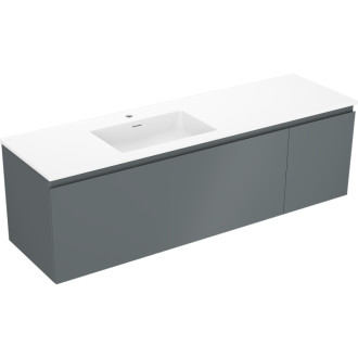 Koupelnová skříňka Mexen Orio 160 cm s umyvadlem Otis vlevo, 1S, 1D, grafit matný/bílá matná - 91A13-16047-3-BBFF66-W18L01
