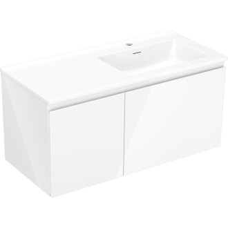 Koupelnová skříňka Mexen Orio 100 cm s umyvadlem Otis pravá, 1S, 1D, bílý lesk - 91A13-10047-3-BBFF00-W18P00
