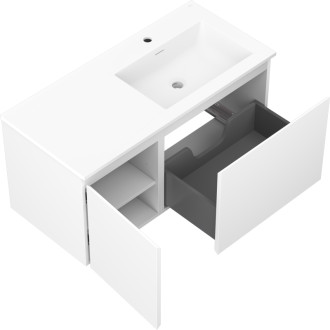 Koupelnová skříňka Mexen Orio 100 cm s umyvadlem Otis pravé, 1S, 1D, matná bílá - 91A13-10047-3-BBFF01-W18P01