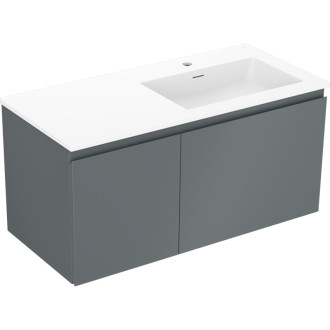 Koupelnová skříňka Mexen Orio 100 cm s umyvadlem Otis pravé, 1S, 1D, matný grafit/matná bílá - 91A13-10047-3-BBFF66-W18P01