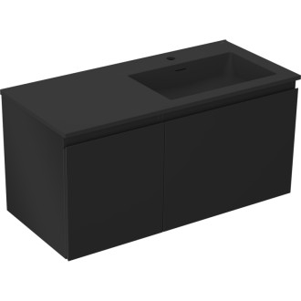 Koupelnová skříňka Mexen Orio 100 cm s umyvadlem Otis pravá, 1S, 1D, matná černá - 91A13-10047-3-BBFF71-W18P71