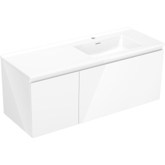 Koupelnová skříňka Mexen Orio 120 cm s umyvadlem Otis pravá, 1S, 1D, bílý lesk - 91A13-12047-3-BBFF00-W18P00