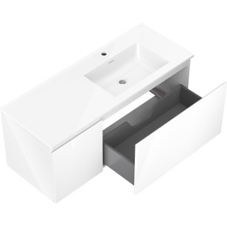 Koupelnová skříňka Mexen Orio 120 cm s umyvadlem Otis pravá, 1S, 1D, bílý lesk - 91A13-12047-3-BBFF00-W18P00