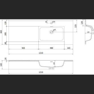 Koupelnová skříňka Mexen Orio 120 cm s umyvadlem Otis pravá, 1S, 1D, bílý lesk - 91A13-12047-3-BBFF00-W18P00