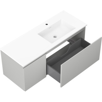 Koupelnová skříňka Mexen Orio 120 cm s umyvadlem Otis pravé, 1S, 1D, matná šedá/matná bílá - 91A13-12047-3-BBFF62-W18P01
