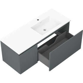 Koupelnová skříňka Mexen Orio 120 cm s umyvadlem Otis pravé, 1S, 1D, matný grafit/matná bílá - 91A13-12047-3-BBFF66-W18P01