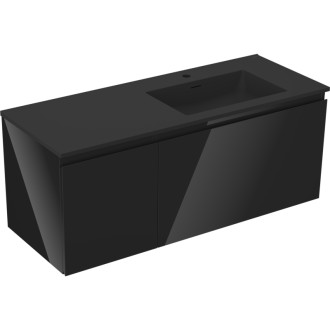 Koupelnová skříňka Mexen Orio 120 cm s umyvadlem Otis pravé, 1S, 1D, lesklá černá/matná černá - 91A13-12047-3-BBFF70-W18P71