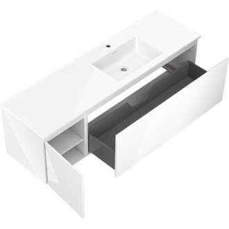 Koupelnová skříňka Mexen Orio 160 cm s umyvadlem Otis pravá, 1S, 1D, bílý lesk - 91A13-16047-3-BBFF00-W18P00