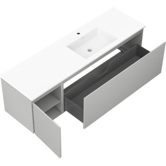 Koupelnová skříňka Mexen Orio 160 cm s umyvadlem Otis pravé, 1S, 1D, matná šedá/matná bílá - 91A13-16047-3-BBFF62-W18P01