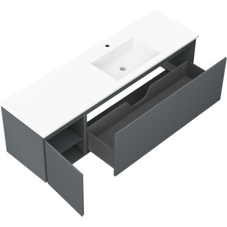 Koupelnová skříňka Mexen Orio 160 cm s umyvadlem Otis pravé, 1S, 1D, matný grafit/matná bílá - 91A13-16047-3-BBFF66-W18P01
