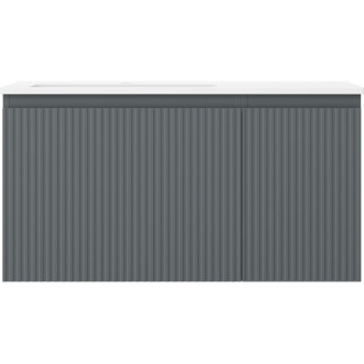 Koupelnová skříňka Mexen Rivel 90 cm s umyvadlem Otis levým, 1S, 1D, drážkovaná, grafit matný/bílá matná - 91A23-09047-3-BBFF66-W18L01